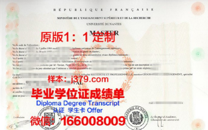 南特高等商学院毕业证Diploma文凭成绩单