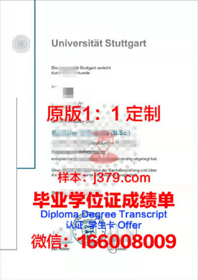 斯图加特大学毕业证Diploma文凭成绩单