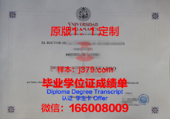 萨拉曼卡大学毕业证Diploma文凭成绩单